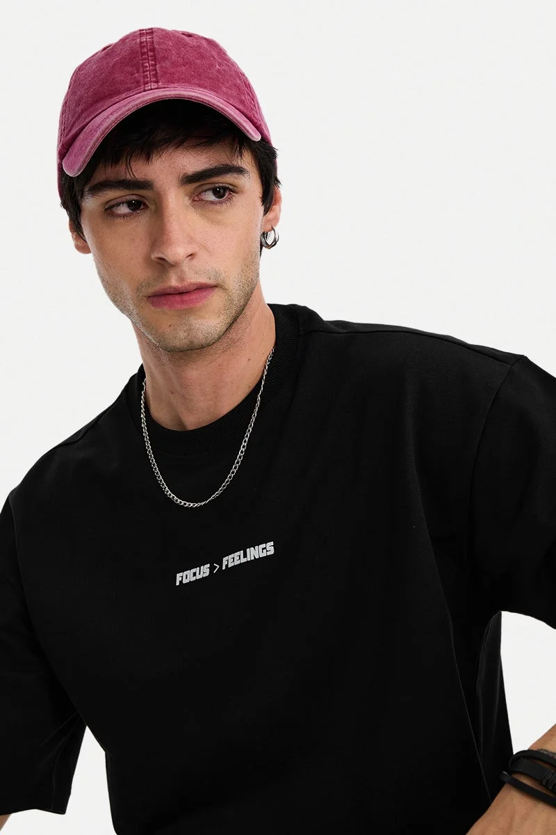 سنيتش Black Graphic Half Sleeve Oversized Streetwear T-Shirt