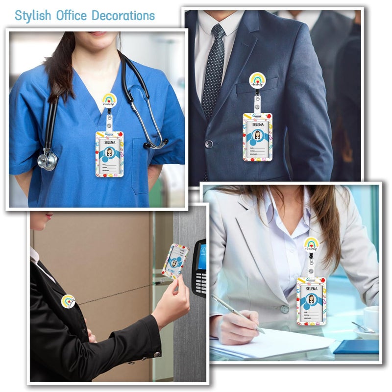 Mcapirivo Rainbow Teacher Badge Holder with Retractable Lanyard, Lanyards for ID Badges Name Tags Vertical Card Holder, Breakaway Lanyard Badge Reel Retractable, Teacher Nurse Workers Women Office Gifts - Image 3