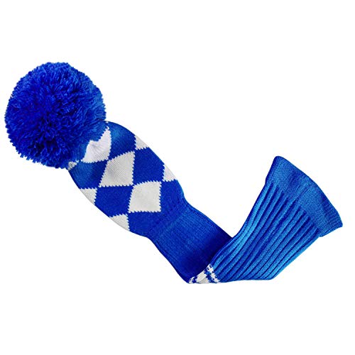 Scott Edward Knit Golf Head Covers 4 Pieces Pack Fit Over Well Driver Wood(460cc) Fairway Wood*2 and Hybrid(UT) with Rotating Number Tags (Blue White Argyles) - Image 5
