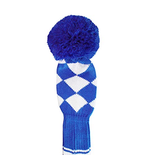 Scott Edward Knit Golf Head Covers 4 Pieces Pack Fit Over Well Driver Wood(460cc) Fairway Wood*2 and Hybrid(UT) with Rotating Number Tags (Blue White Argyles) - Image 4