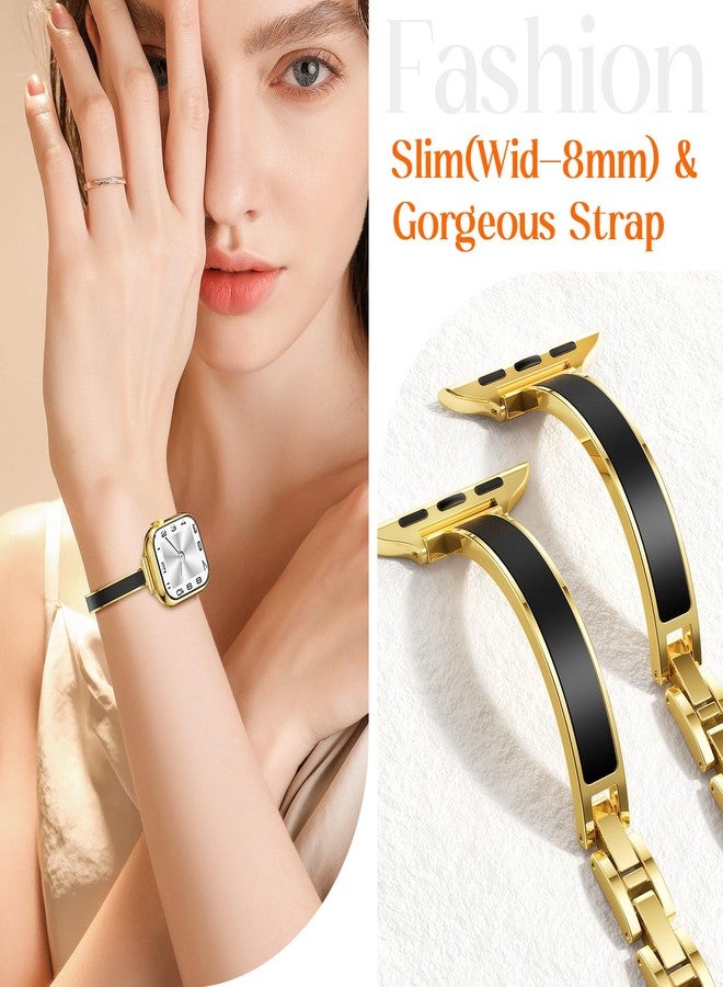 Mosonio Slim Bracelet Bands for Apple Watch Women, Elegant Thin Strap with Easy-Adjust Link Clasps, Compatible with Apple Watch Series 11/10 (42mm), Series 9/8/7 (41mm), Series 6/5/4/SE (40mm), Series - Image 3
