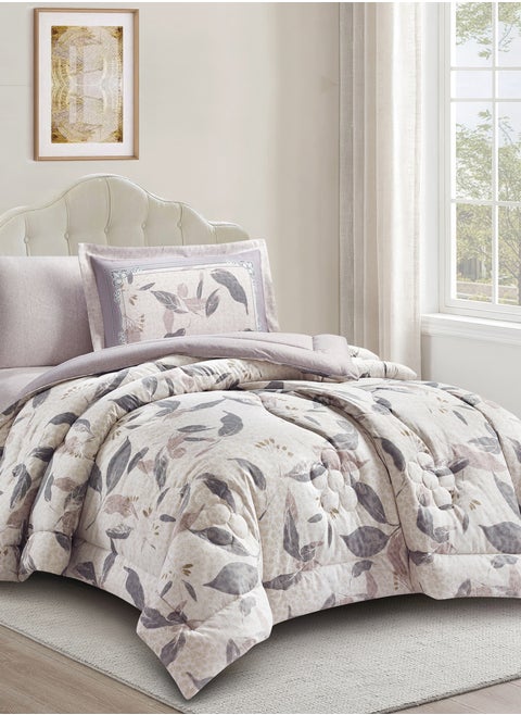 Bedding Comforter Set Single Size, 4-Pcs Bed Set Fits 120x200 Cms -Printed Bedding Set-All Season- Brushed Microfiber (طقم مفرش سرير فندقي)