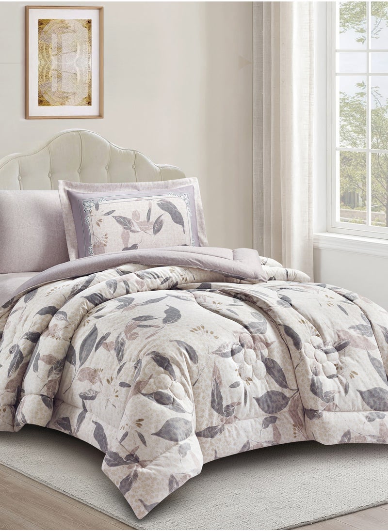 Donetella Bedding Comforter Set Single Size, 4-Pcs Bed Set Fits 120x200 Cms -Printed Bedding Set-All Season- Brushed Microfiber (طقم مفرش سرير فندقي)  - Image 1