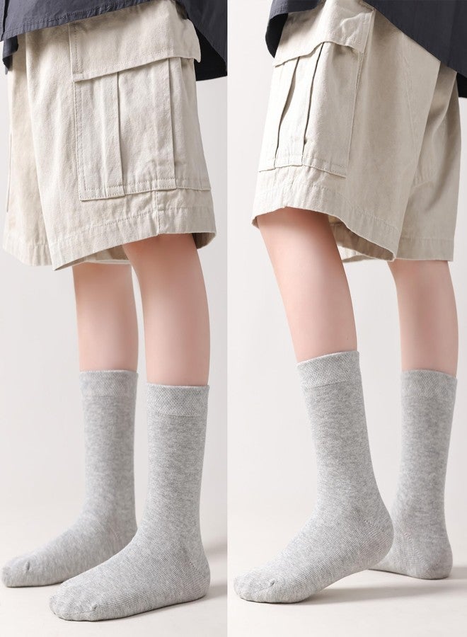 JORMATT جوارب رسمية للأولاد من جورمات، 3 أزواج، جوارب سوداء برقبة دائرية، جوارب قطنية للأطفال الصغار، جوارب موحدة بدون خياطة، أسود، مقاس كبير - Image 5