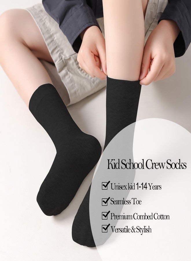 JORMATT جوارب رسمية للأولاد من جورمات، 3 أزواج، جوارب سوداء برقبة دائرية، جوارب قطنية للأطفال الصغار، جوارب موحدة بدون خياطة، أسود، مقاس كبير - Image 2