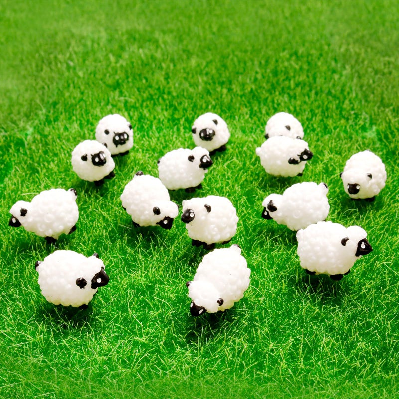 Bbiamsleep 40 Pcs Miniature Sheep Figurines Mini White Sheep Figurines Resin Sheep Cake Topper Mini Sheep for Fairy Garden Micro Landscape Decor Cake Topper - Image 1