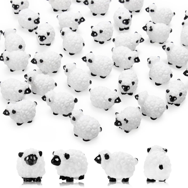 Bbiamsleep 40 Pcs Miniature Sheep Figurines Mini White Sheep Figurines Resin Sheep Cake Topper Mini Sheep for Fairy Garden Micro Landscape Decor Cake Topper - Image 2