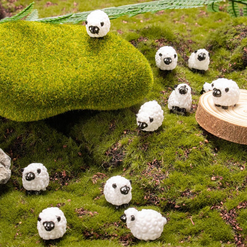 Bbiamsleep 40 Pcs Miniature Sheep Figurines Mini White Sheep Figurines Resin Sheep Cake Topper Mini Sheep for Fairy Garden Micro Landscape Decor Cake Topper - Image 4