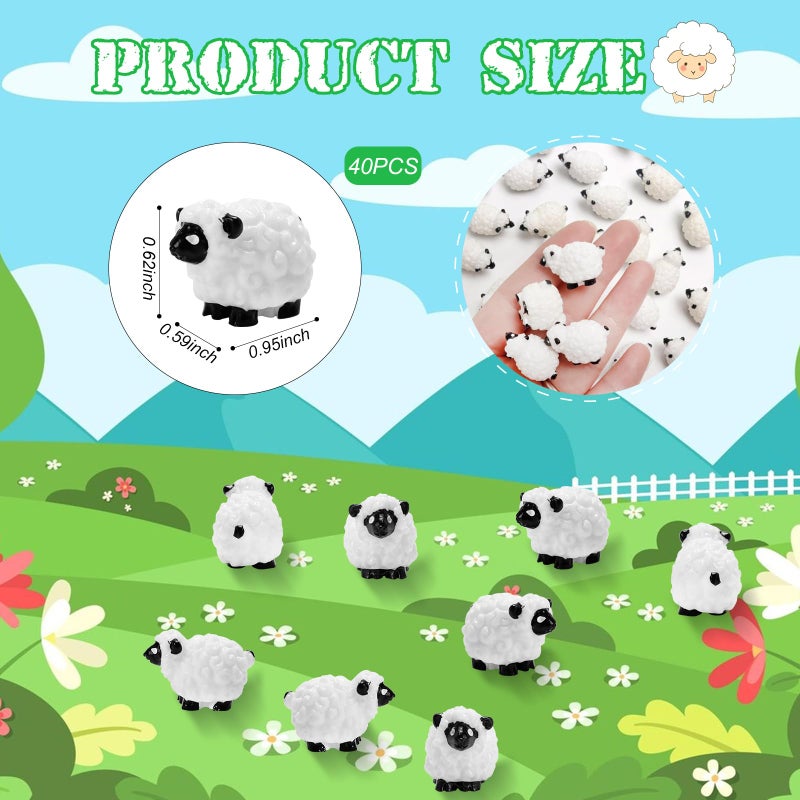Bbiamsleep 40 Pcs Miniature Sheep Figurines Mini White Sheep Figurines Resin Sheep Cake Topper Mini Sheep for Fairy Garden Micro Landscape Decor Cake Topper - Image 3