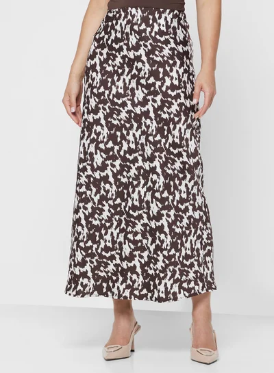 Pleated A-Line Midi Skirt