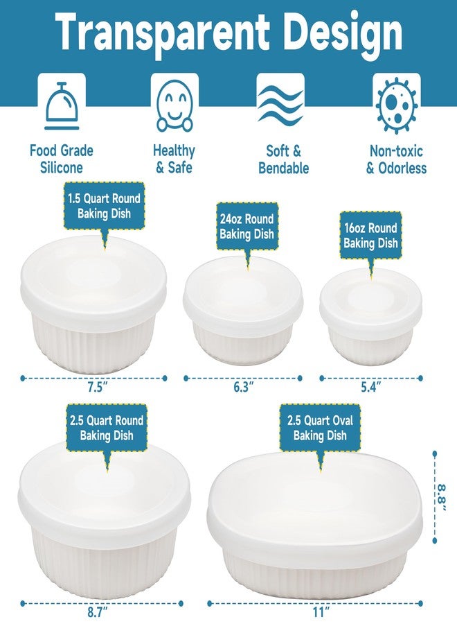 Purekra 2 PCS Silicone Replacement Lids Storage Covers for Corningware 16oz Round Baking Dish, Microwave Food Cover, Airtight & Transparent, Microwave, Dishwasher Freezer Safe (Baking Dish Not Included) - Image 5
