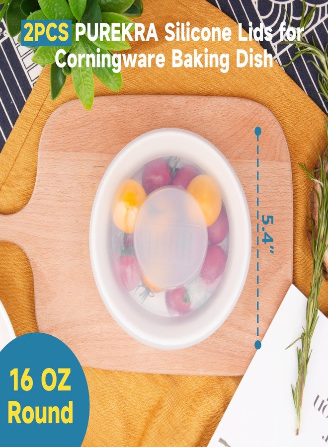 Purekra 2 PCS Silicone Replacement Lids Storage Covers for Corningware 16oz Round Baking Dish, Microwave Food Cover, Airtight & Transparent, Microwave, Dishwasher Freezer Safe (Baking Dish Not Included) - Image 2