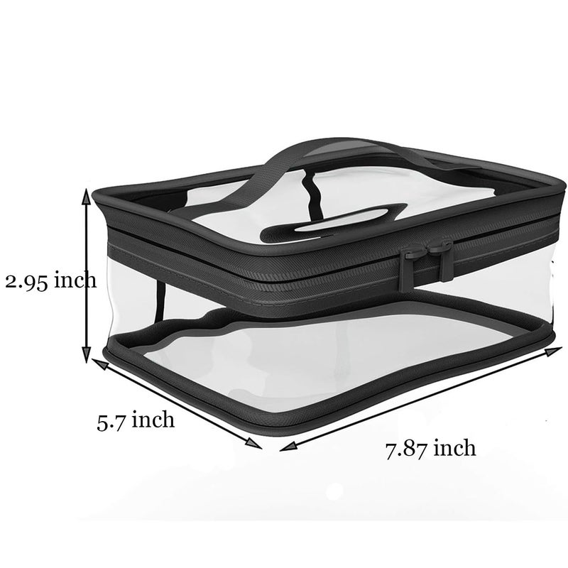 BallHull Black Transparent Cosmetic Bag Waterproof Handbag Portable Travel Work Make Up Kit Double Zipper Storage Bag, 2 PCS - Image 2