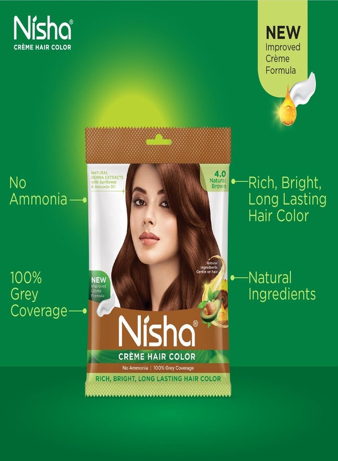نيشا صبغة شعر نيشا كريمية غنية ولامعة تدوم طويلاً، تمنح الشعر نعومة فائقة ولمعاناً عميقاً، وتغطي الشيب بنسبة 100%، مع ترطيب بالأعشاب الطبيعية، لون بني طبيعي (عبوة من 3 قطع). - Image 4