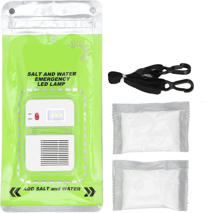Foldable Salt Water Lamp, LED Emergency Light, No Battery Required with 3LEDs, ABS Material Portable Camping Light for Outdoor Fishing Hiking, Includes Lanyard and Salt Packets - Image 1