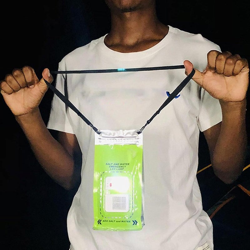 Foldable Salt Water Lamp, LED Emergency Light, No Battery Required with 3LEDs, ABS Material Portable Camping Light for Outdoor Fishing Hiking, Includes Lanyard and Salt Packets - Image 2