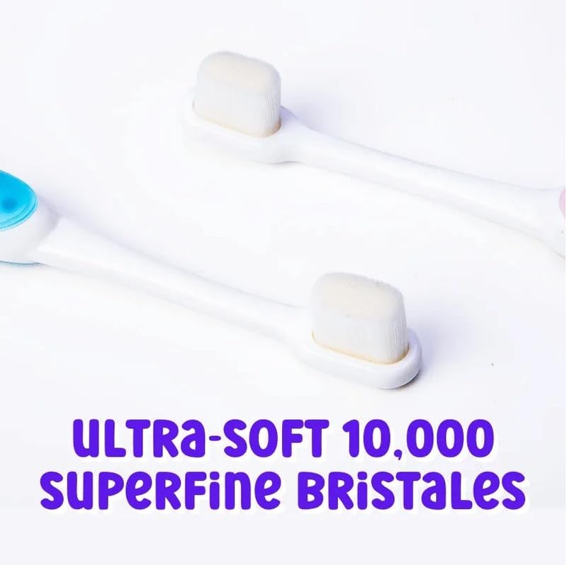 9UP® 2Pcs Children Ultra Soft Toothbrush With Dogs Design | Soft Bristle Toothbrush For Kids | Extra Soft 20000 Bristle Manual Toothbrush For Kids (Multicolour) - Image 3