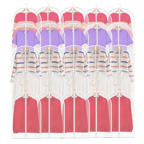 TORONTOKYO 25 Pack 31" Garment Bags for Hanging Clothes, Clear Plastic Garment Bag Dust-Proof Suit Protector Clothes Cover with Zipper for Closet Storage and Travel - Image 1