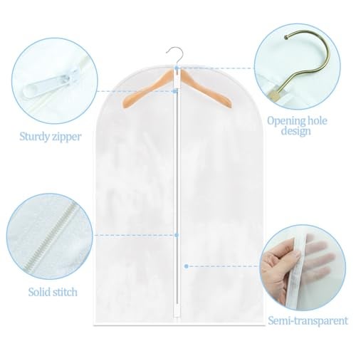 TORONTOKYO 25 Pack 31" Garment Bags for Hanging Clothes, Clear Plastic Garment Bag Dust-Proof Suit Protector Clothes Cover with Zipper for Closet Storage and Travel - Image 3