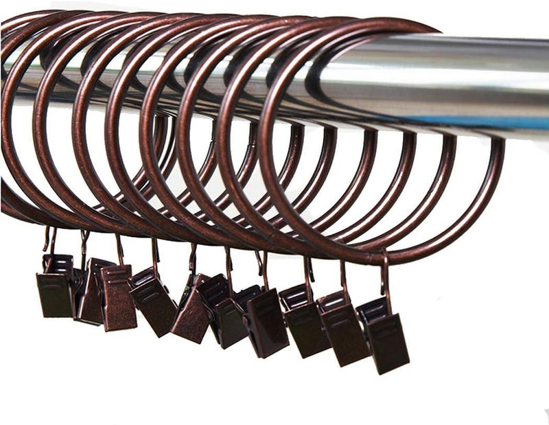 SeeRaphee Red Bronze Metal Drapery Curtain Rings With Clips Interior Diameter 38mm/1.5 Inch Electroplating Processing 20PCS - Image 1
