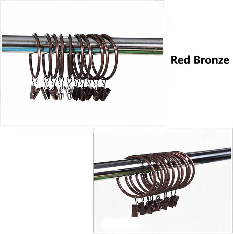 SeeRaphee Red Bronze Metal Drapery Curtain Rings With Clips Interior Diameter 38mm/1.5 Inch Electroplating Processing 20PCS - Image 2