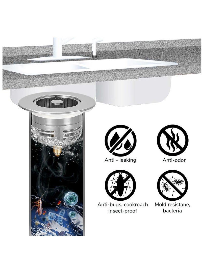 Upgraded 3-in-1 Kitchen Sink Strainer And Stopper, 304 Stainless Steel Pop-Up Sink Stopper with Fast Drainage, Anti-Clogging Basket Filter, Odor & Insect Blocking for US Standard 3-1/2 Inch Drain - Image 4