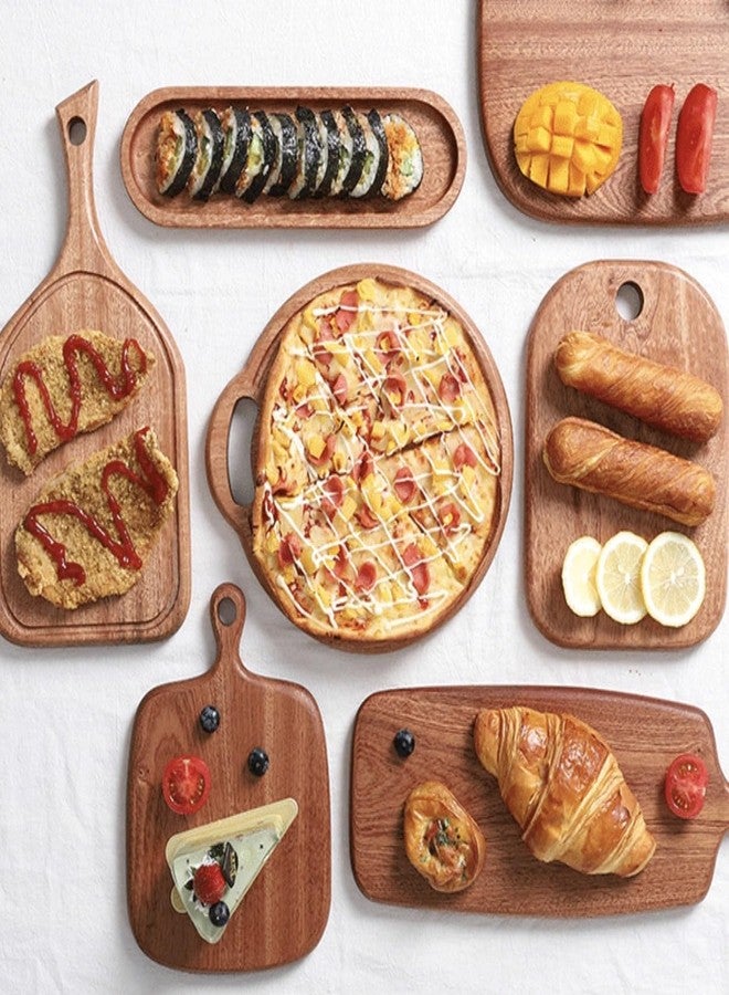 لوح تقديم من خشب الأكاسيا من رولوكسينتيا، بمقبض، حجم صغير 11.4 بوصة طول × 0.6 بوصة عرض × 7.7 بوصة ارتفاع - لوح تقطيع خشبي للحوم والخضراوات والخبز والجبن - صينية تقديم طعام للمطبخ - Image 5
