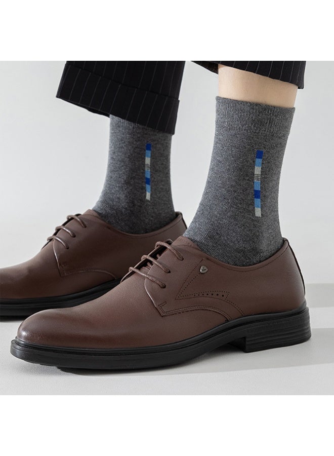 5 Pairs Men's Mid-Calf Cotton Crew Socks, Moisture Wicking for Business Casual Wear - Image 4