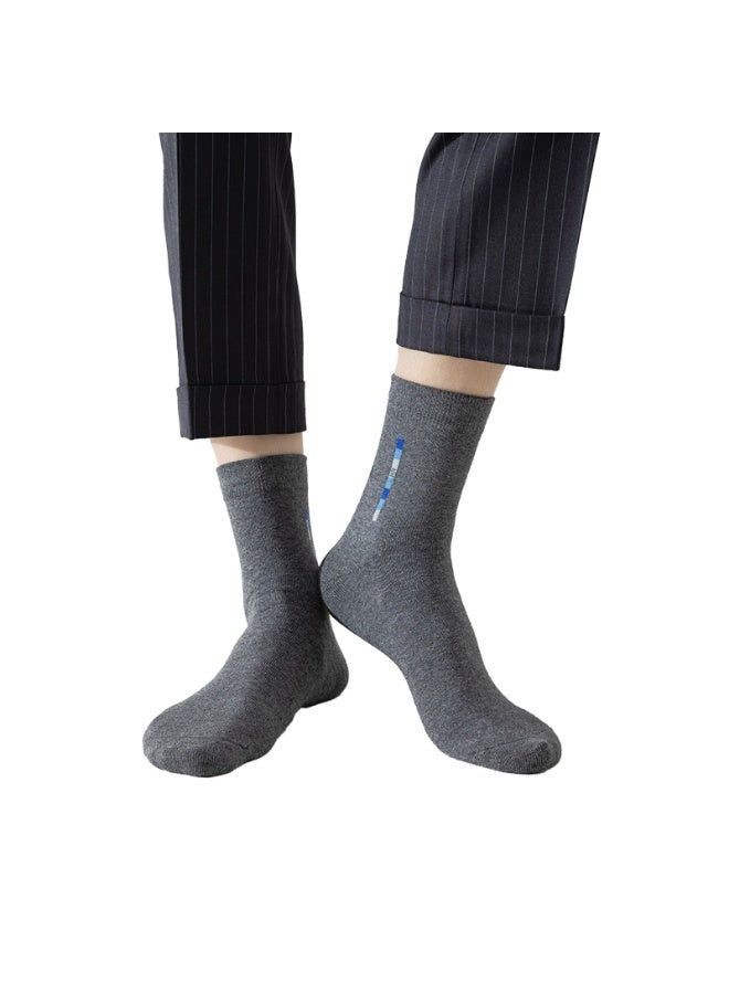 5 Pairs Men's Mid-Calf Cotton Crew Socks, Moisture Wicking for Business Casual Wear - Image 3