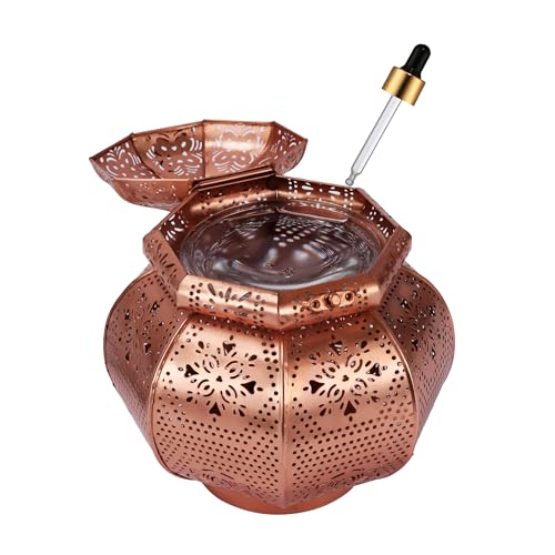 RYLLZ ESSENTIALS Rose Gold Electric Aroma Diffuser | Metal Beautiful electroplated Night Lamp with 2 Bulbs Handcrafted Oil Burner - Image 4
