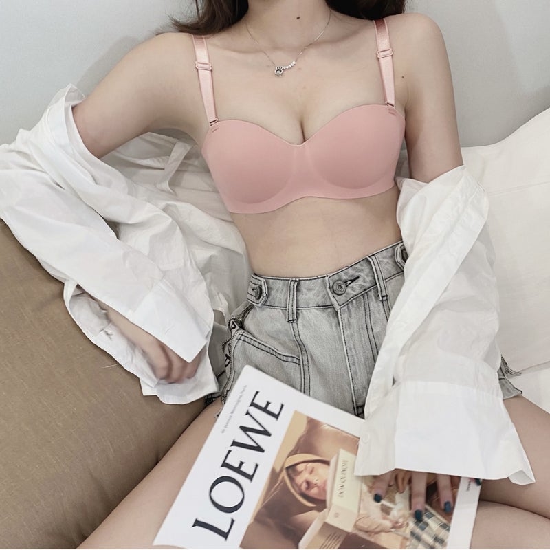 Jianmei Japanese Style Solid Color Glossy Underwear Small Chest Push Up Top Support Comfortable Breathable Wireless Underwear - Image 4