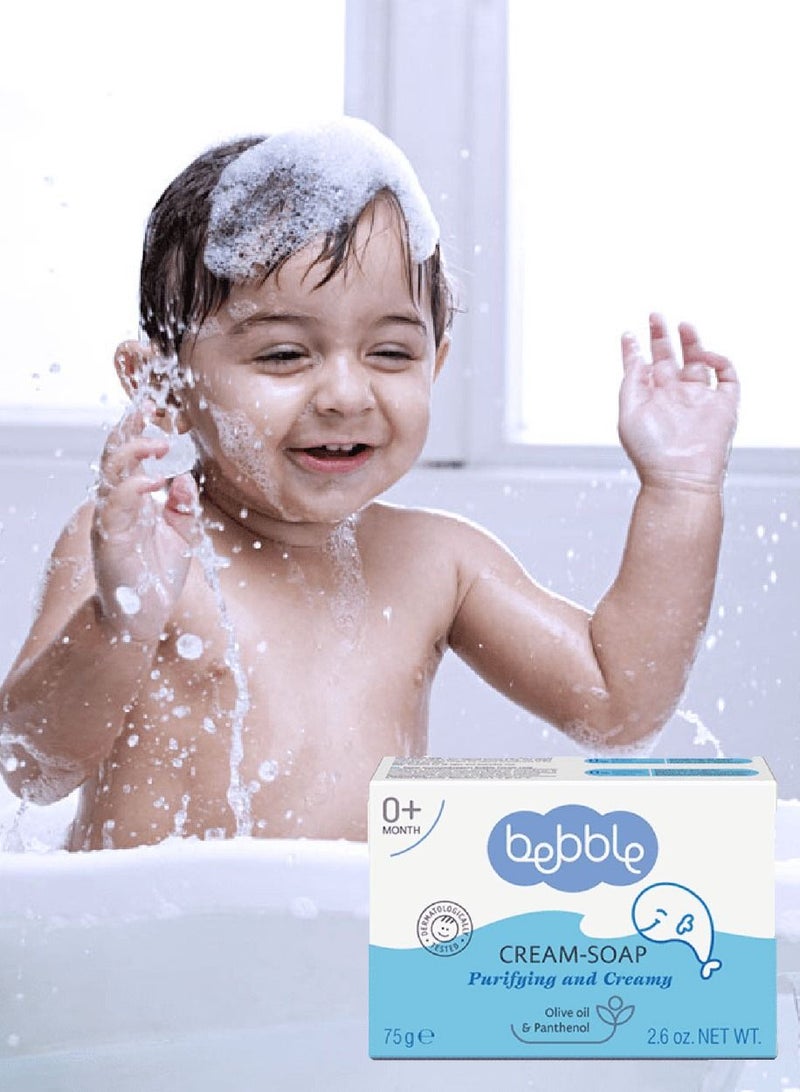 bebble Baby Cream Bar Soap | Germ Protection Skin Care | Tear Free | 75g - Image 4