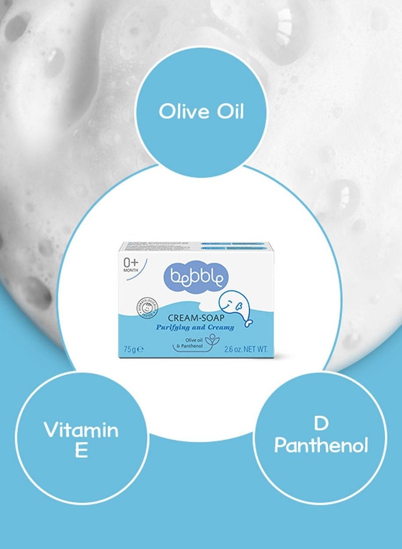 bebble Baby Cream Bar Soap | Germ Protection Skin Care | Tear Free | 75g - Image 2