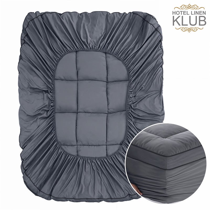 Hotel Linen Klub Mattress Topper – Extra-Thick 9Cm/800 Gsm Microfiber Pillow Top, Fitted Style, 120 X 200Cm, Silver – Plush Cushioning For Back Pain Relief, Deep Pocket 25–30Cm With All-Around Elastic, Soft & Durable - Image 4