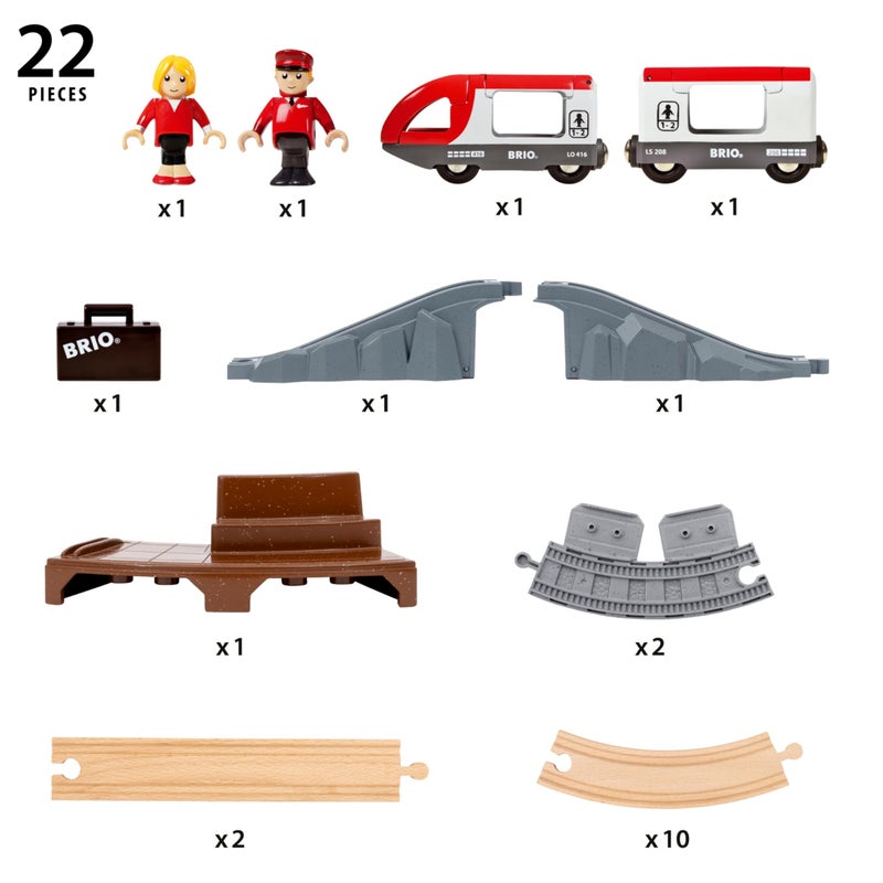 BRIO World â€“ 36079 Starter Travel Train Set | 22-Piece Wooden Toy Train Set for Kids Aged 3 Years Up - Image 3