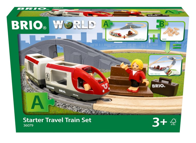 BRIO World â€“ 36079 Starter Travel Train Set | 22-Piece Wooden Toy Train Set for Kids Aged 3 Years Up - Image 1