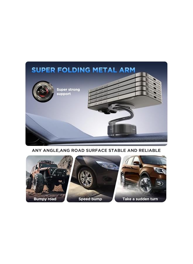 S-TOP Magnetic Car Phone Holder with Suction Cup, Magnetic Suction Cup Phone Mount, 360° Adjustable Car Phone Mount for All Smartphones, All Car Models (Carbon Fiber) - Image 4