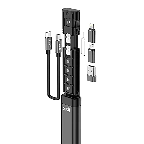 budi قارئ بطاقات الذاكرة المحمول متعدد الوظائف من بودي مع محول ميكرو USB A وقارئ بطاقات USB Type-C وقارئ بطاقات Micro SD عالي السرعة للهواتف المحمولة والكاميرات وأجهزة الكمبيوتر - Image 1