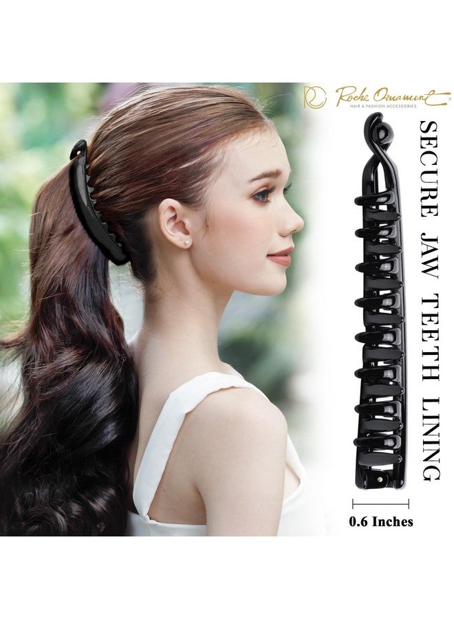 RC ROCHE ORNAMENT 6 Pcs Womens Premium Hair Plastic Banana Classic Clincher Strong Hold Ponytail Maker Styling Girls Ladies Beauty Accessory Clasp Clip, Medium Black - Image 4
