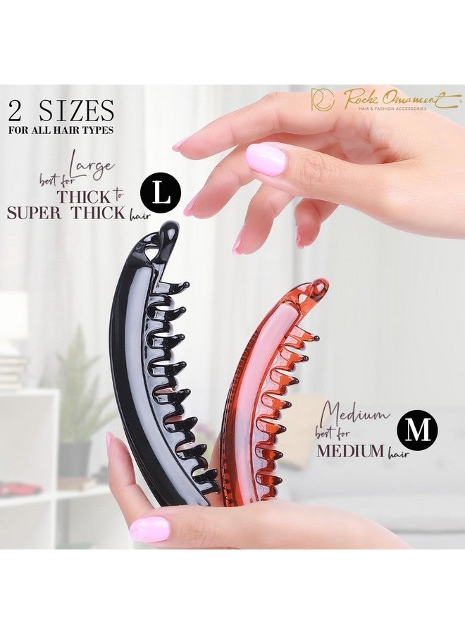 RC ROCHE ORNAMENT 6 Pcs Womens Premium Hair Plastic Banana Classic Clincher Strong Hold Ponytail Maker Styling Girls Ladies Beauty Accessory Clasp Clip, Medium Black - Image 3