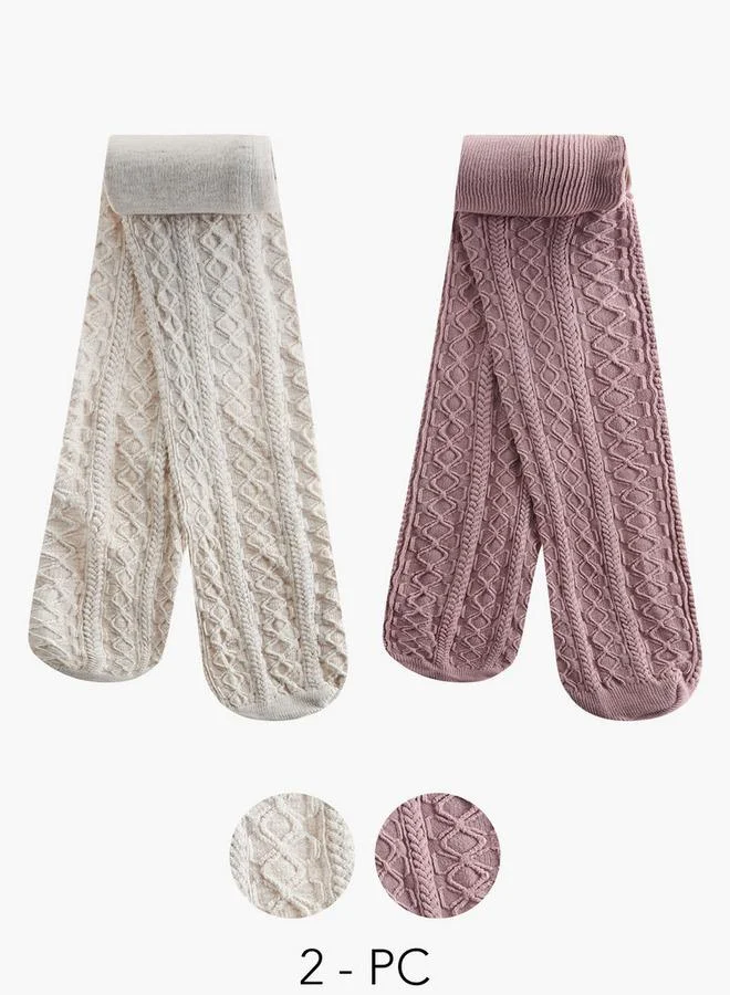 ليتل ميسي Girls School Tights With Elasticated Waistband - Set Of 2