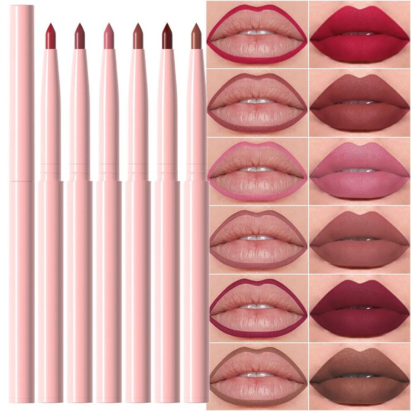 evpct 6Pcs Retractable Lip Liner Pencils Set Pack for Shaping  Sculpting Lips Ruby Mauve Red Rose Nude Pink Plum Purple Taupe Brown Creamy Matte Velvet Pigmented Lip Liner lipliners Crayon Lipstick