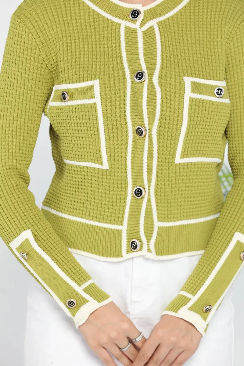 جولسلي Rose Pocket Detailed Buttoned Knitwear Jacket