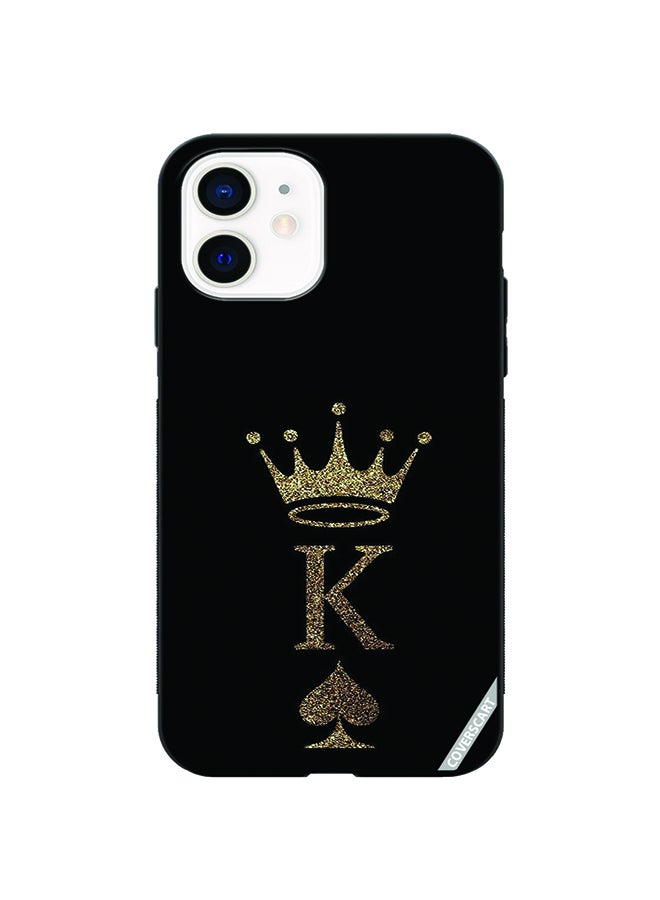 Protective Case Cover For Apple iPhone 12 Mini Letter K Design Black
