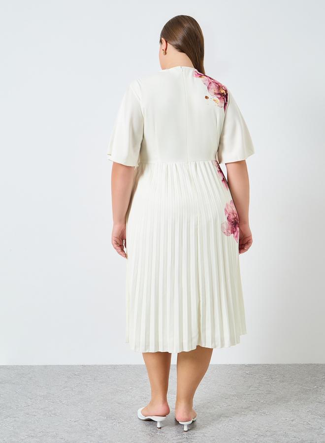 ستايلي فستان ميدي بمقاس كبير بطبعة زهور - Image 4