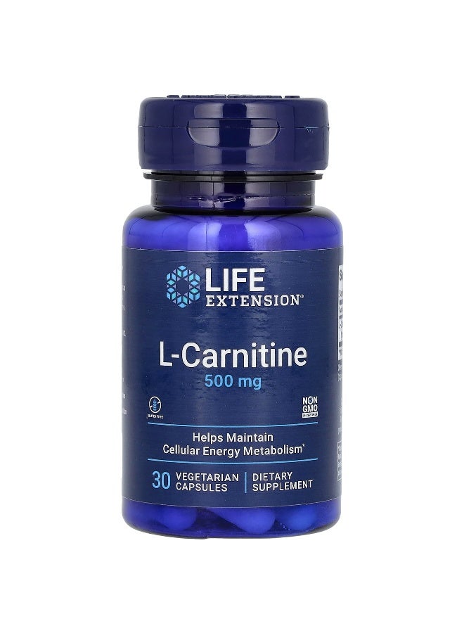LifeExtension Life Extension, L-Carnitine, 500 mg, 30 Vegetarian Capsules 