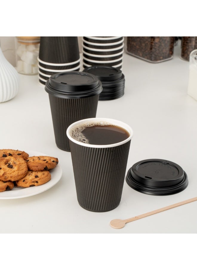 Restaurantware Restaurantware 12 Ounce Disposable Hot Beverage Cups, 500 Count, Ripple Wall Design, No Sleeves Needed, Insulated Black Paper Tumblers, Recyclable, Eco-Conscious, Ideal for Cafes and Takeout  - Image 4