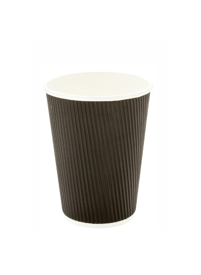 Restaurantware Restaurantware 12 Ounce Disposable Hot Beverage Cups, 500 Count, Ripple Wall Design, No Sleeves Needed, Insulated Black Paper Tumblers, Recyclable, Eco-Conscious, Ideal for Cafes and Takeout  - Image 1