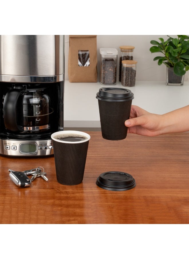 Restaurantware Restaurantware 12 Ounce Disposable Hot Beverage Cups, 500 Count, Ripple Wall Design, No Sleeves Needed, Insulated Black Paper Tumblers, Recyclable, Eco-Conscious, Ideal for Cafes and Takeout  - Image 5