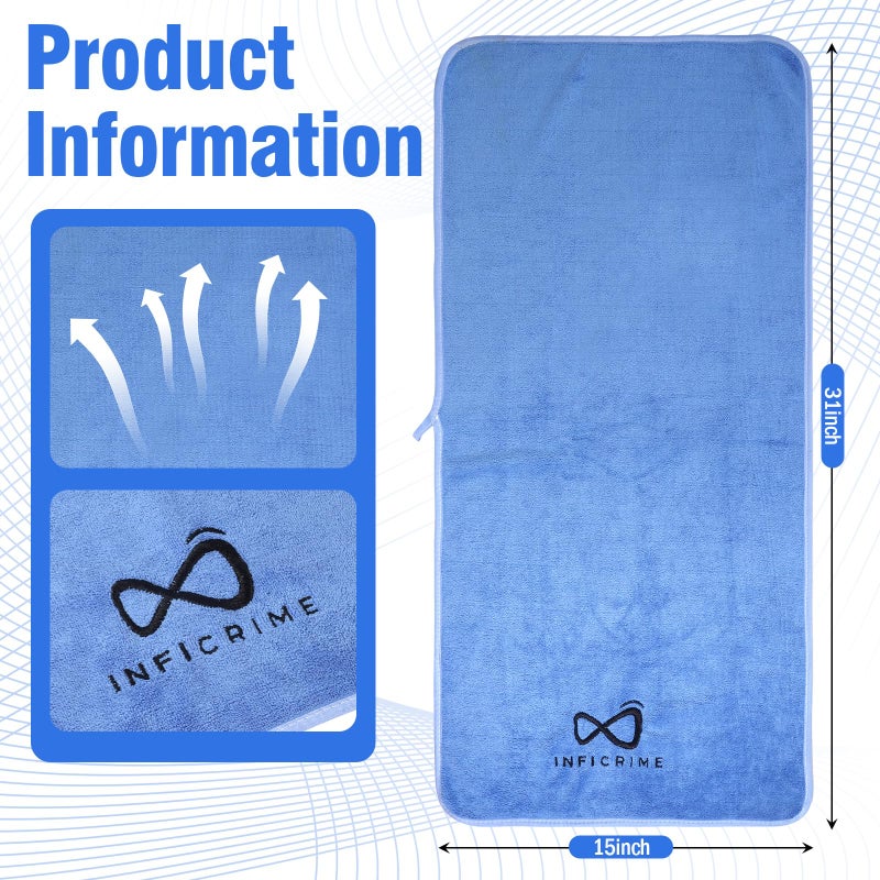 INFICRIME 2 Pack Microfiber Gym Towels, 380 GSM 15"x31" Bigger Size Super Soft Quick-Drying Towels for Workout, Yoga, Fitness, Sports, Sweat Absorbent & Lightweight - Image 2